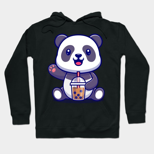 Cute Panda Drink Bubble Milk Tea Cartoon Hoodie by Catalyst Labs